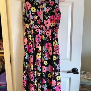 Kate Spade Floral High Low Dress - Black, Pink, Yellow